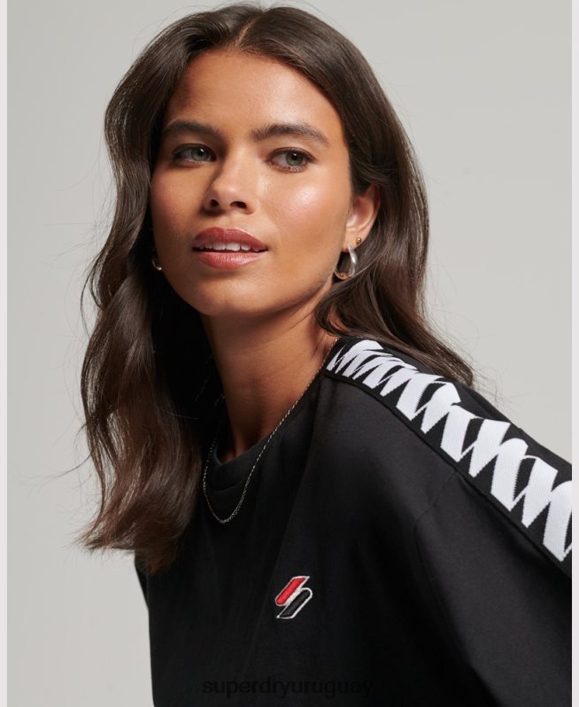 uy Superdry mujer camiseta boxy extragrande con cinta del logo de code s negro DT2N8Z2739 ropa