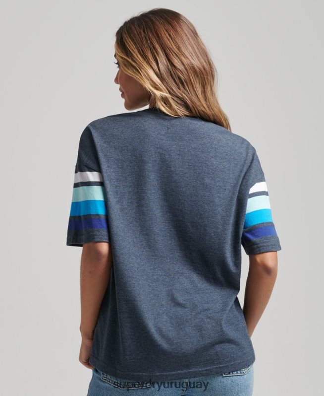 uy Superdry mujer camiseta cali stripe 2.0 de algodón orgánico Armada DT2N8Z6272 ropa