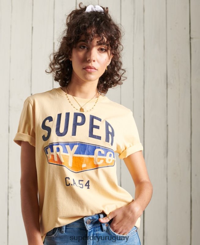 uy Superdry mujer camiseta cali surf clasica amarillo DT2N8Z6271 ropa
