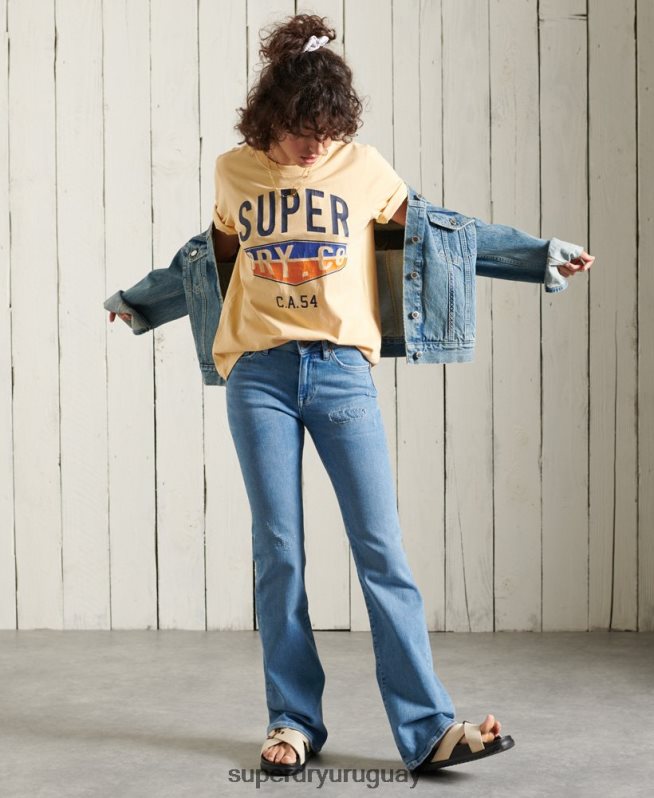 uy Superdry mujer camiseta cali surf clasica amarillo DT2N8Z6271 ropa