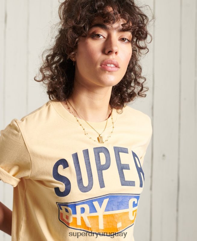 uy Superdry mujer camiseta cali surf clasica amarillo DT2N8Z6271 ropa