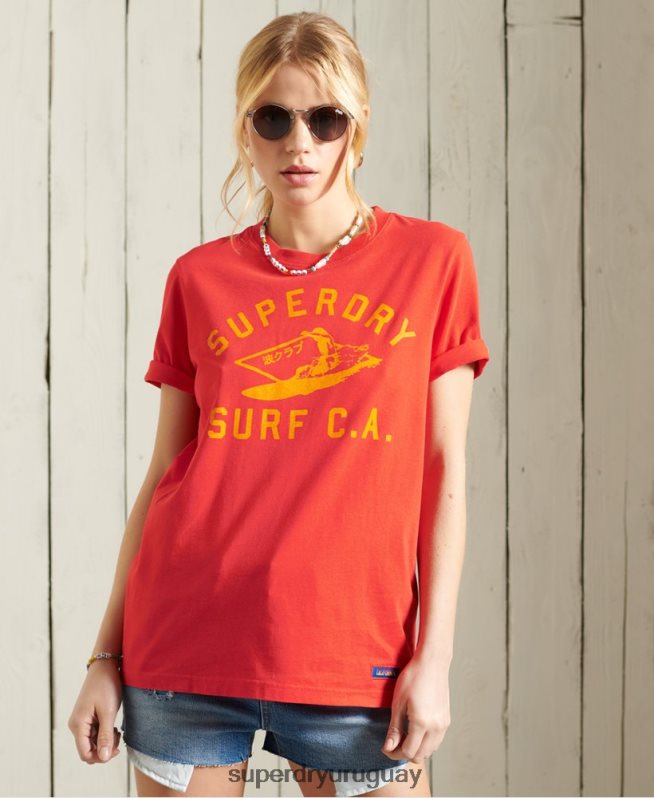 uy Superdry mujer camiseta cali surf clasica rojo DT2N8Z6292 ropa