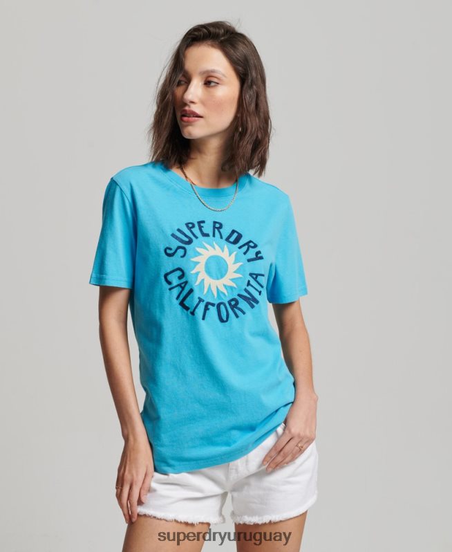 uy Superdry mujer camiseta cali vintage con recortes azul DT2N8Z2123 ropa