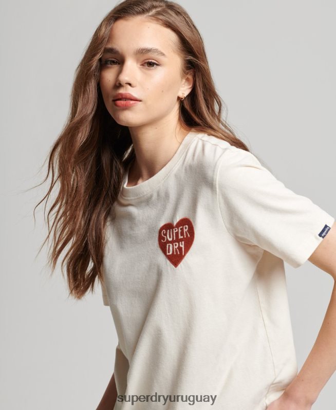 uy Superdry mujer camiseta cali vintage con recortes crema DT2N8Z2147 ropa
