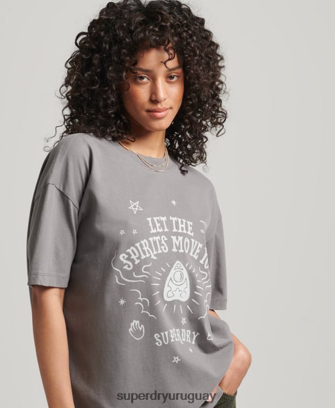 uy Superdry mujer camiseta celeste vintage gris claro DT2N8Z2740 ropa