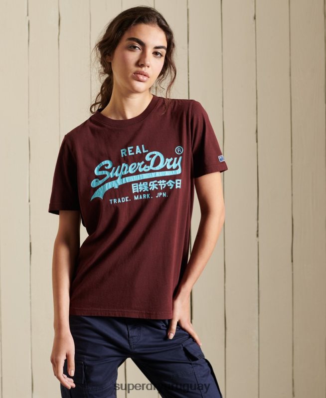 uy Superdry mujer camiseta clásica americana con logo vintage rojo DT2N8Z2824 ropa