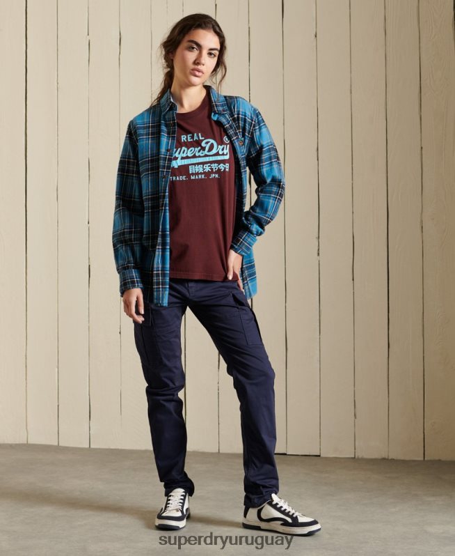 uy Superdry mujer camiseta clásica americana con logo vintage rojo DT2N8Z2824 ropa