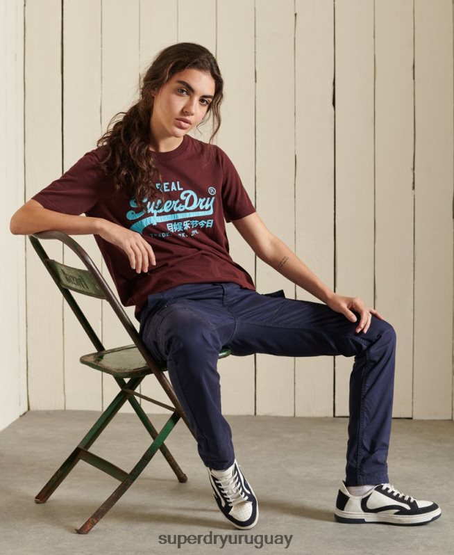uy Superdry mujer camiseta clásica americana con logo vintage rojo DT2N8Z2824 ropa