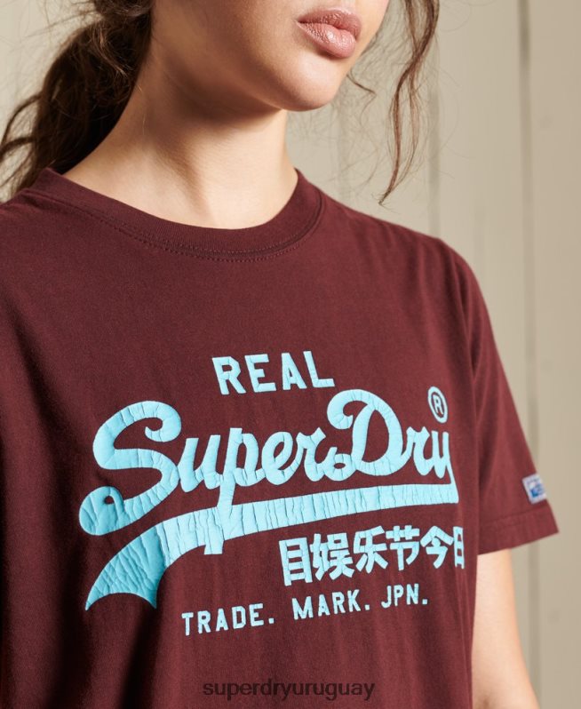 uy Superdry mujer camiseta clásica americana con logo vintage rojo DT2N8Z2824 ropa