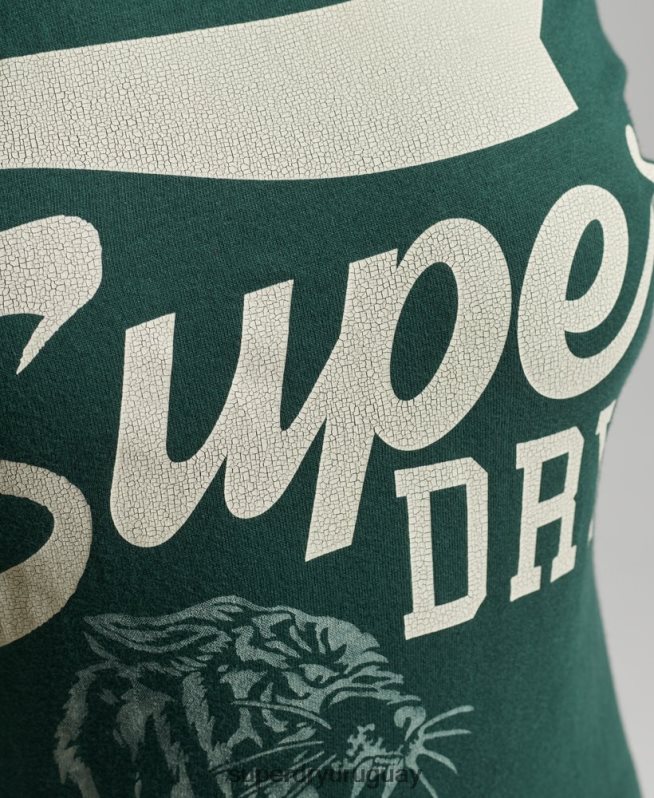 uy Superdry mujer camiseta clásica de atletismo de ajuste holgado verde DT2N8Z6762 ropa