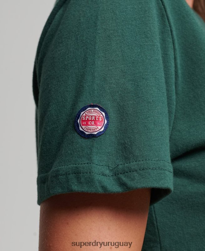 uy Superdry mujer camiseta clásica de atletismo de ajuste holgado verde DT2N8Z6762 ropa