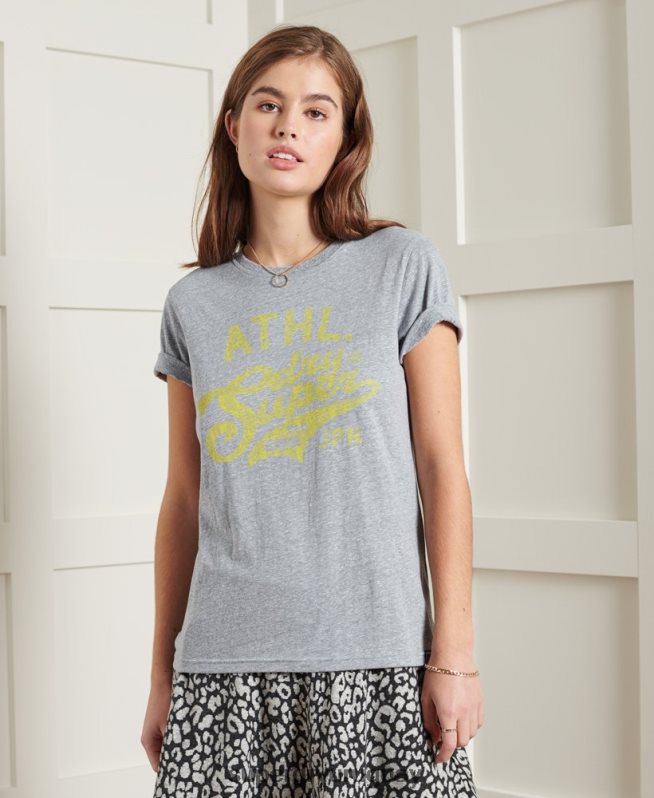 uy Superdry mujer camiseta clásica reelaborada gris claro DT2N8Z2787 ropa