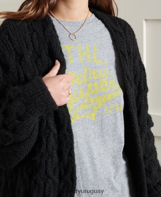uy Superdry mujer camiseta clásica reelaborada gris claro DT2N8Z2787 ropa