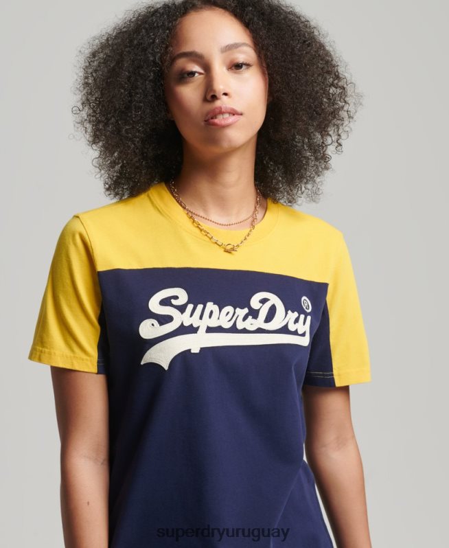 uy Superdry mujer camiseta colegial con logo vintage Armada DT2N8Z6692 ropa