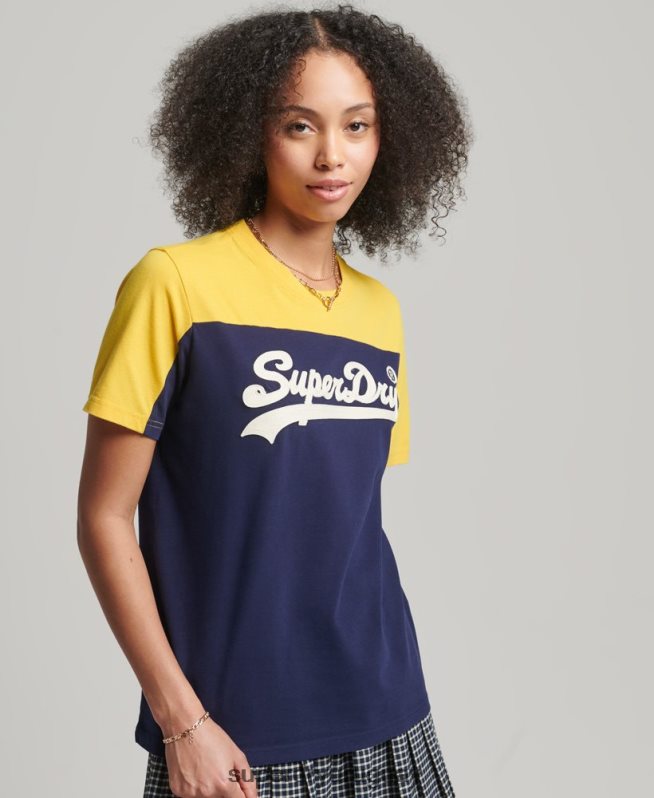 uy Superdry mujer camiseta colegial con logo vintage Armada DT2N8Z6692 ropa