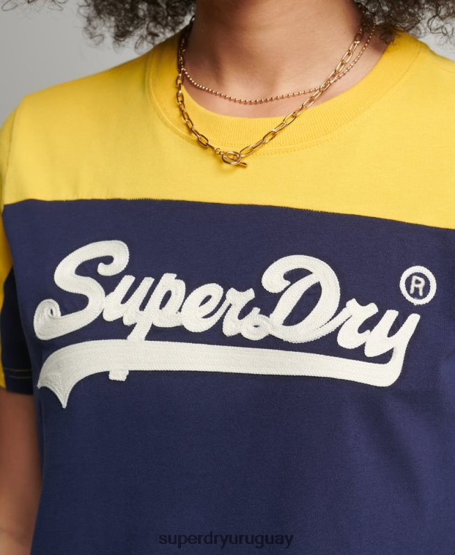 uy Superdry mujer camiseta colegial con logo vintage Armada DT2N8Z6692 ropa