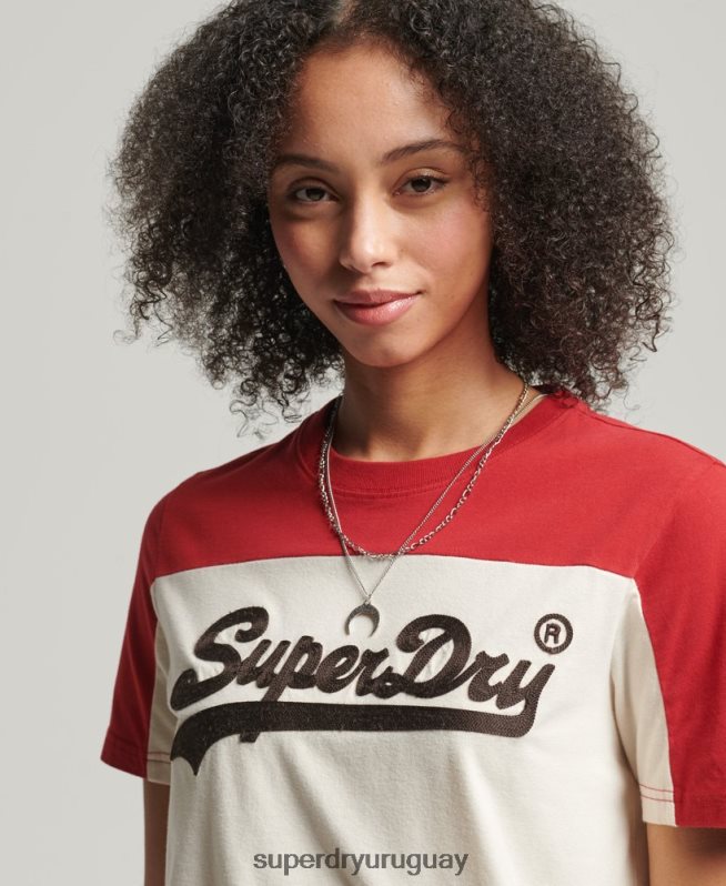 uy Superdry mujer camiseta colegial con logo vintage beige DT2N8Z2755 ropa