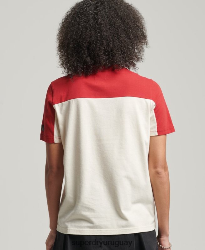 uy Superdry mujer camiseta colegial con logo vintage beige DT2N8Z2755 ropa