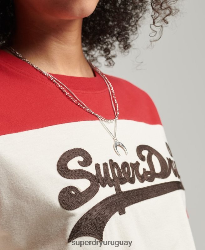 uy Superdry mujer camiseta colegial con logo vintage beige DT2N8Z2755 ropa