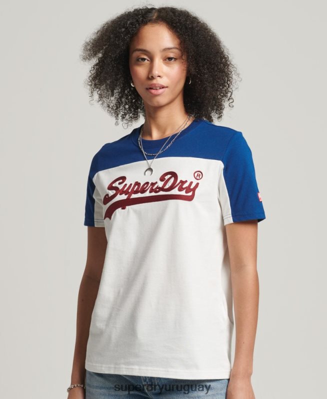 uy Superdry mujer camiseta colegial con logo vintage crema DT2N8Z2763 ropa