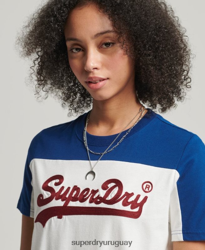 uy Superdry mujer camiseta colegial con logo vintage crema DT2N8Z2763 ropa