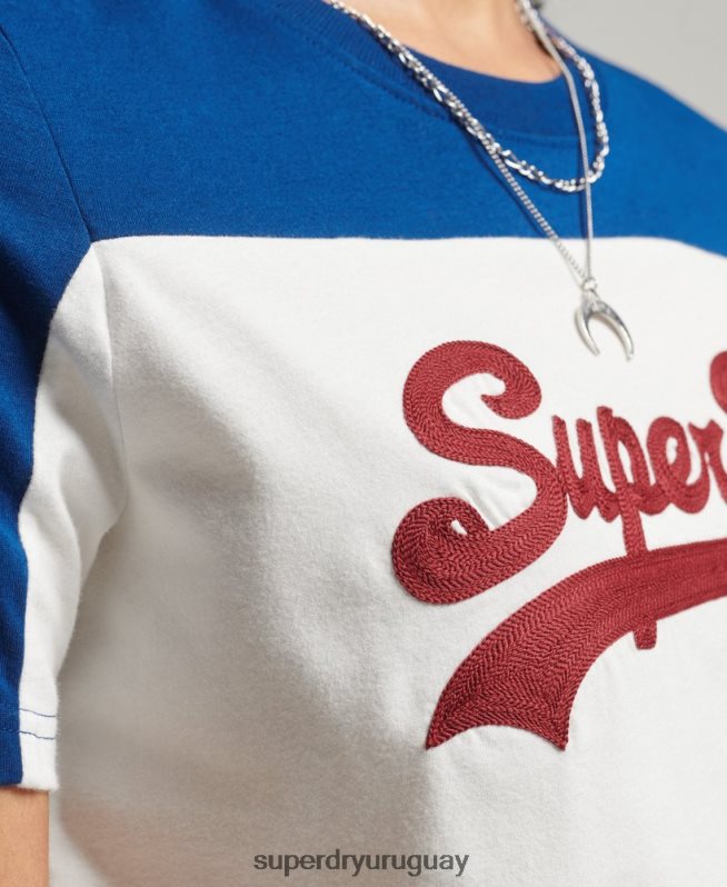 uy Superdry mujer camiseta colegial con logo vintage crema DT2N8Z2763 ropa