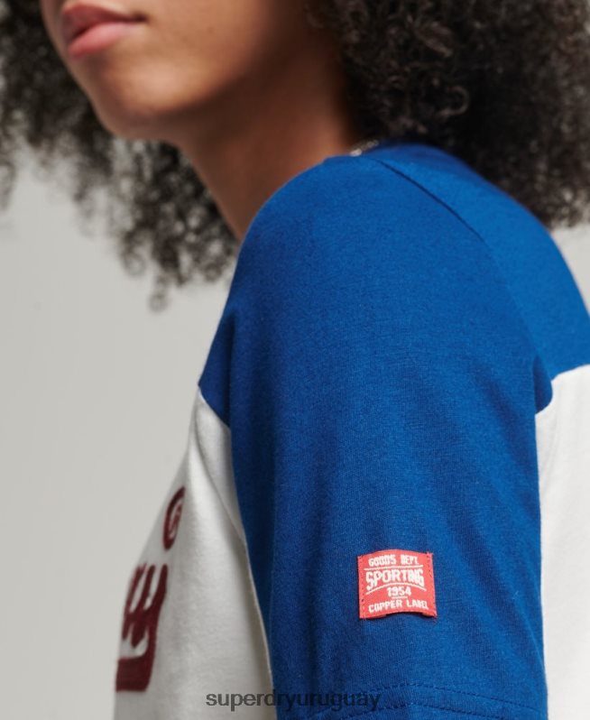 uy Superdry mujer camiseta colegial con logo vintage crema DT2N8Z2763 ropa