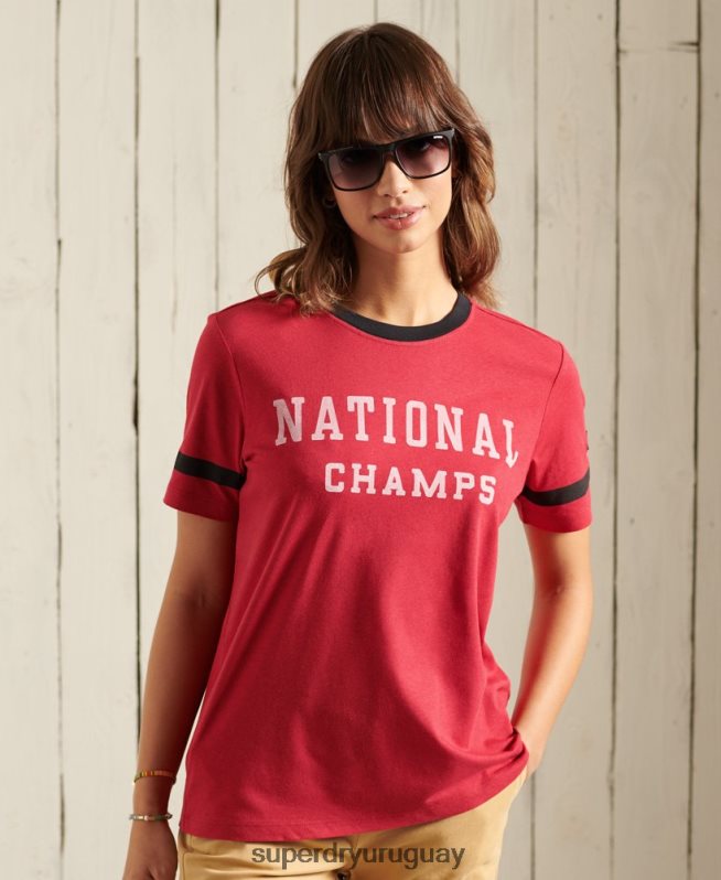 uy Superdry mujer camiseta colegial de la liga de hiedra rojo DT2N8Z2850 ropa