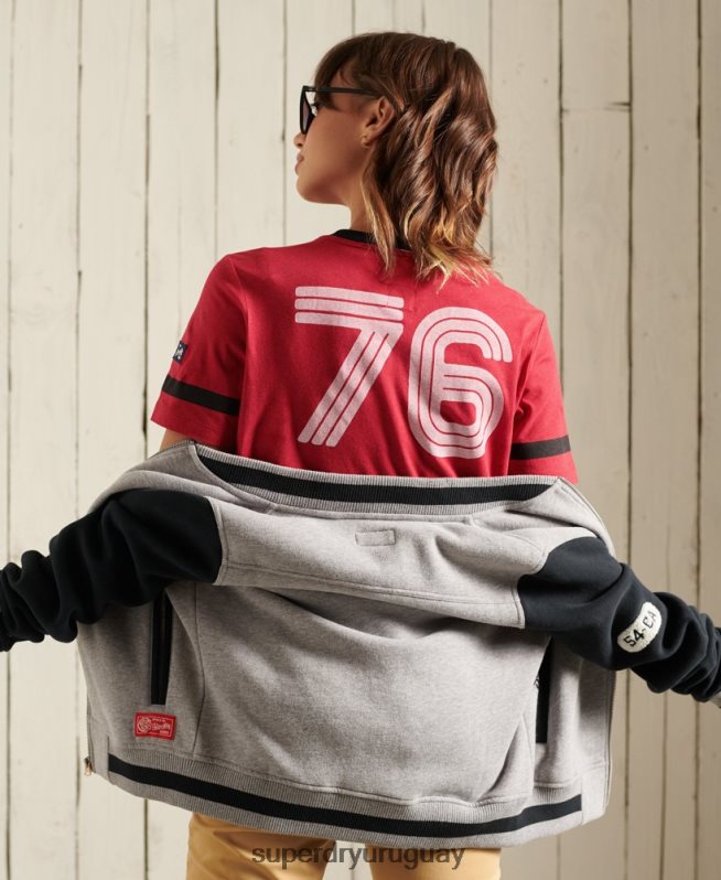 uy Superdry mujer camiseta colegial de la liga de hiedra rojo DT2N8Z2850 ropa