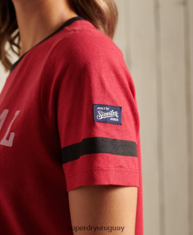 uy Superdry mujer camiseta colegial de la liga de hiedra rojo DT2N8Z2850 ropa
