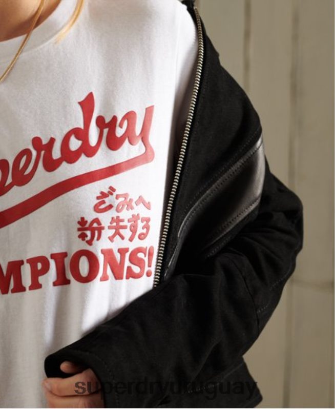 uy Superdry mujer camiseta colegial del estado de cali blanco DT2N8Z2834 ropa