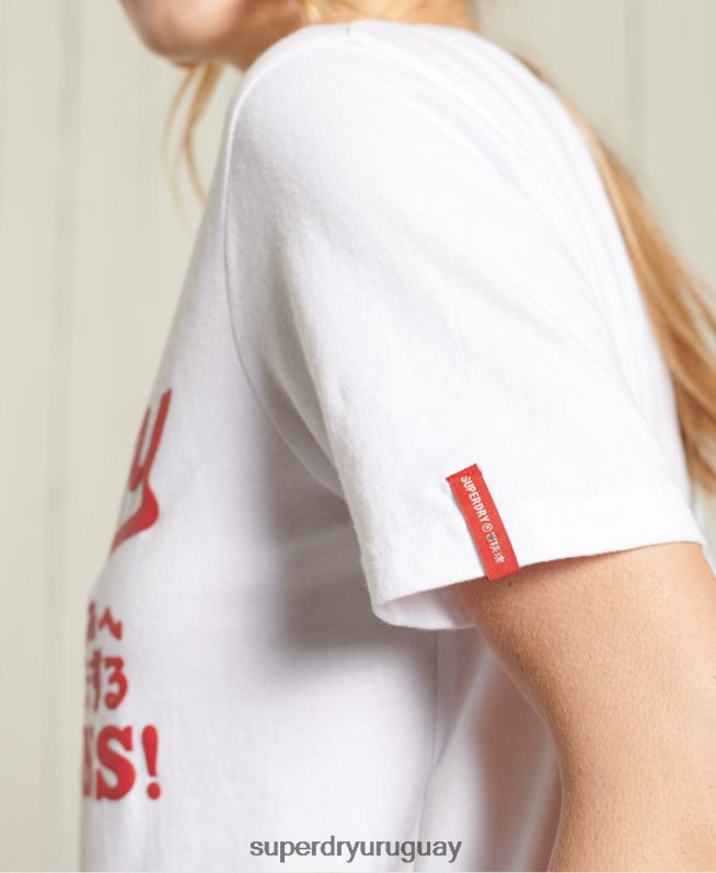 uy Superdry mujer camiseta colegial del estado de cali blanco DT2N8Z2834 ropa