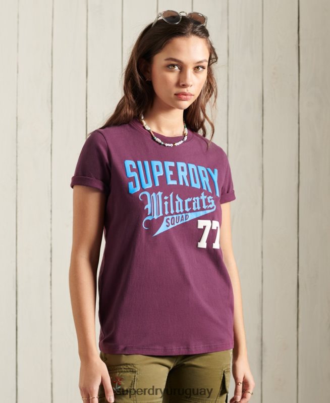 uy Superdry mujer camiseta colegial del estado de cali púrpura DT2N8Z6285 ropa