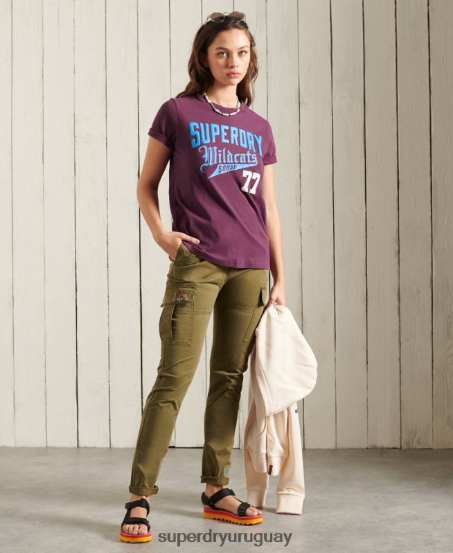uy Superdry mujer camiseta colegial del estado de cali púrpura DT2N8Z6285 ropa