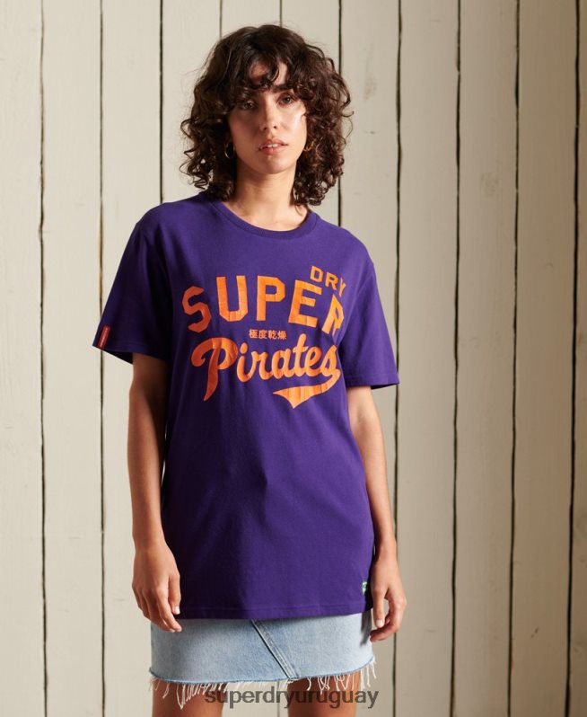 uy Superdry mujer camiseta colegial holgada púrpura DT2N8Z6763 ropa