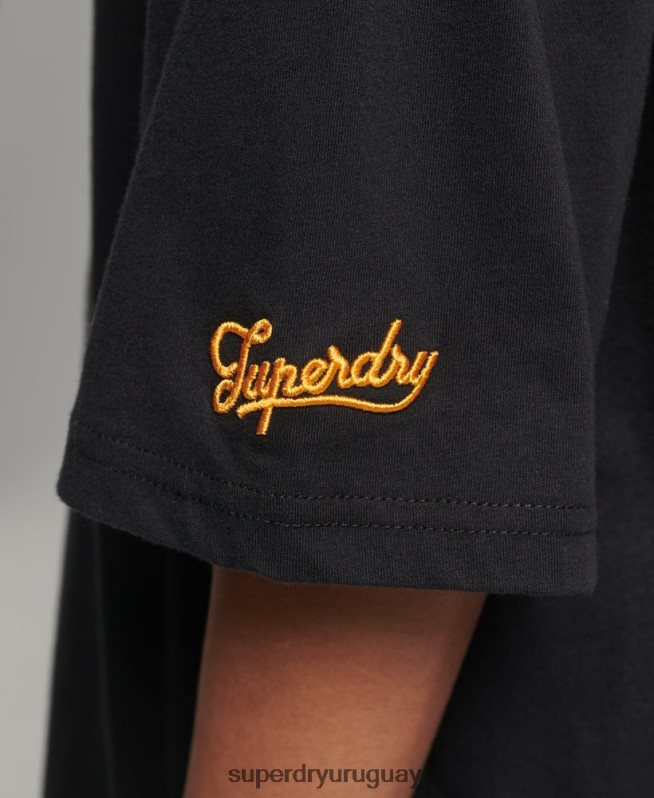 uy Superdry mujer camiseta colegial vintage negro DT2N8Z6217 ropa