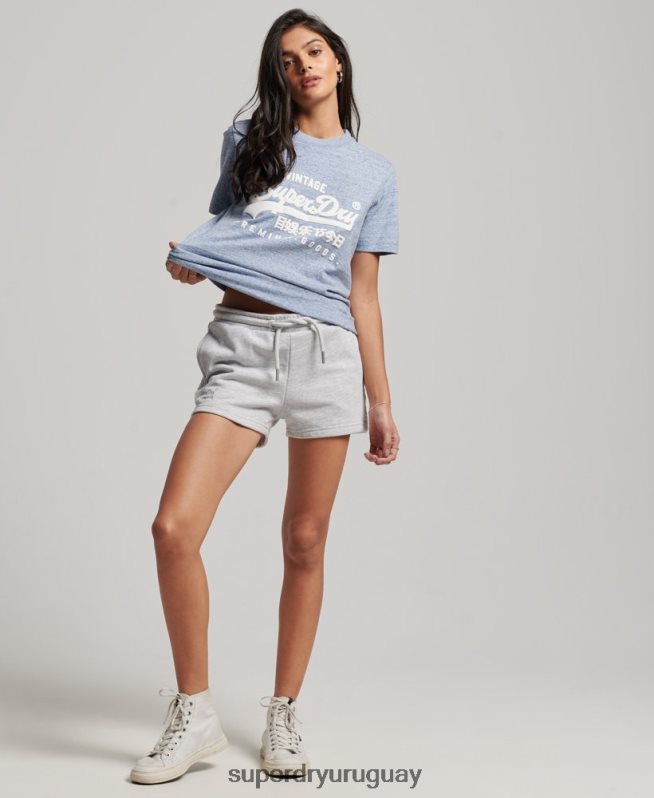 uy Superdry mujer camiseta coll de algodón orgánico con logo vintage azul DT2N8Z2619 ropa