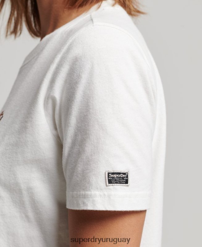 uy Superdry mujer camiseta con detalles vintage blanco DT2N8Z2711 ropa