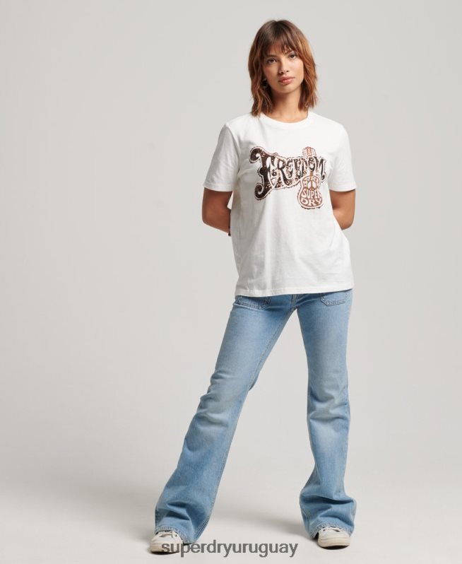 uy Superdry mujer camiseta con detalles vintage blanco DT2N8Z2711 ropa