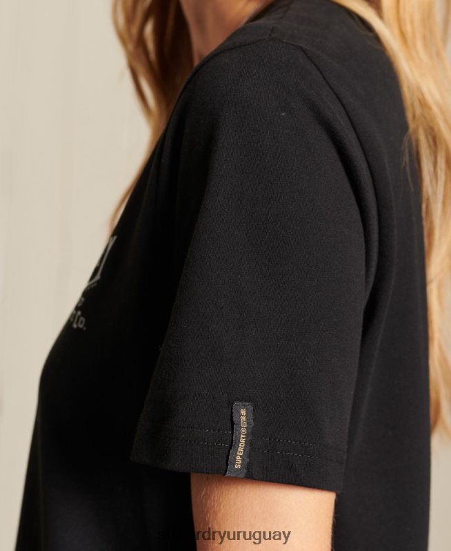 uy Superdry mujer camiseta con estampado de ropa de trabajo estilo script negro DT2N8Z6275 ropa