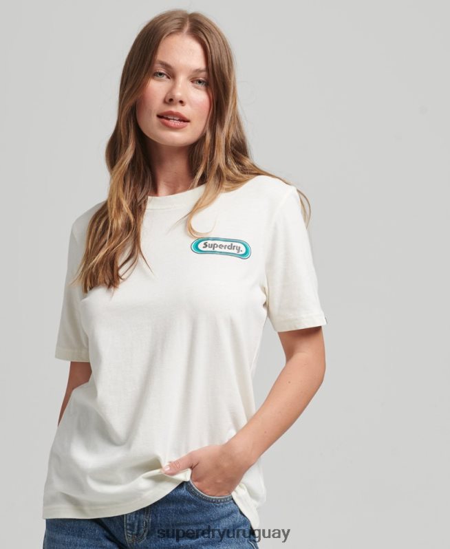 uy Superdry mujer camiseta con ficha comercial blanco DT2N8Z2803 ropa