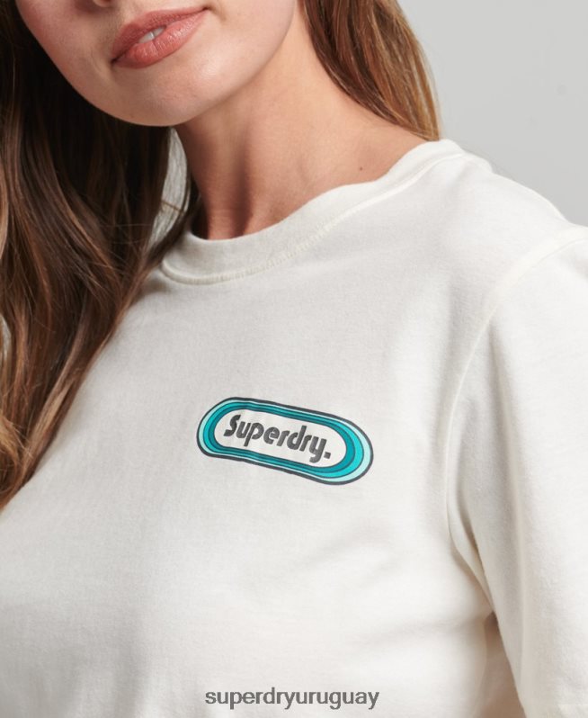 uy Superdry mujer camiseta con ficha comercial blanco DT2N8Z2803 ropa