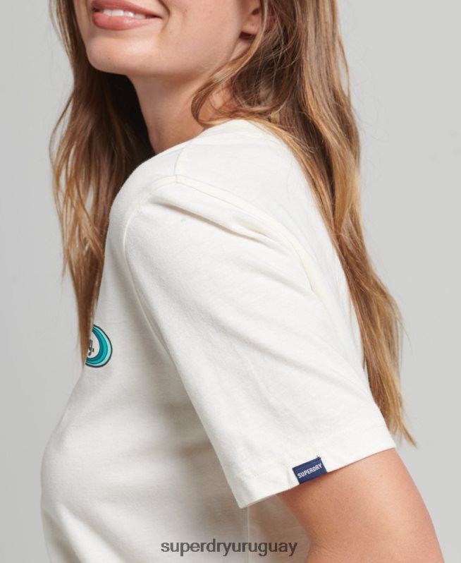 uy Superdry mujer camiseta con ficha comercial blanco DT2N8Z2803 ropa