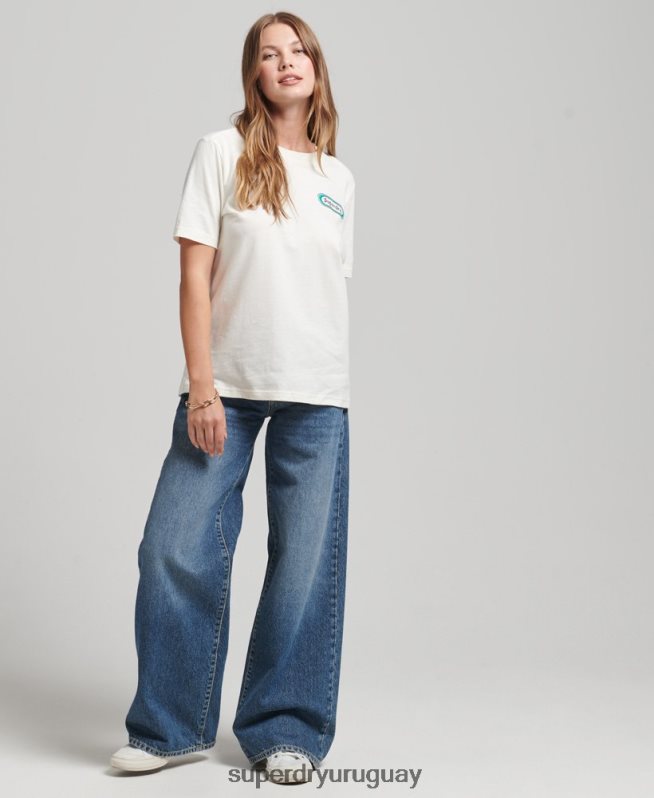 uy Superdry mujer camiseta con ficha comercial blanco DT2N8Z2803 ropa