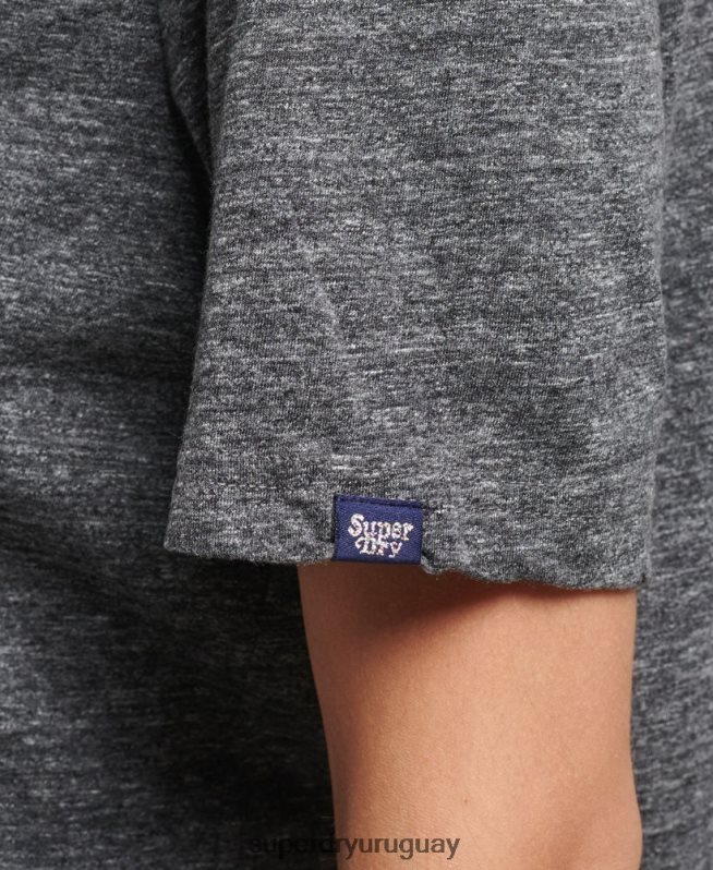 uy Superdry mujer camiseta con guión de nostalgia gris oscuro DT2N8Z2800 ropa