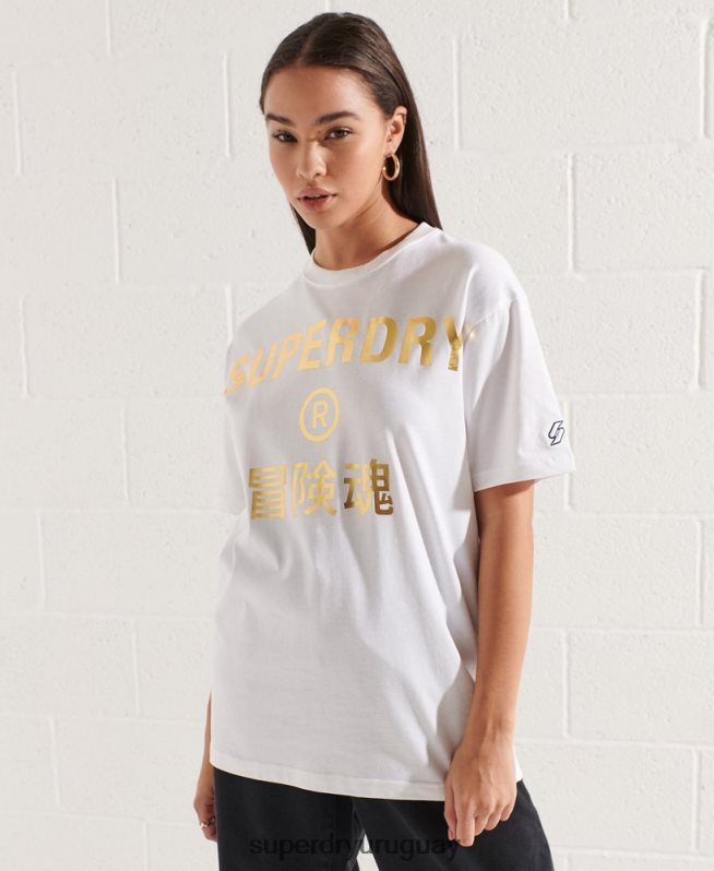 uy Superdry mujer camiseta con logo estampado blanco DT2N8Z6286 ropa