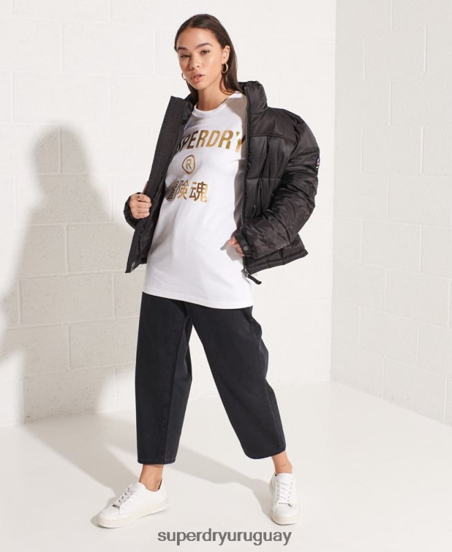 uy Superdry mujer camiseta con logo estampado blanco DT2N8Z6286 ropa