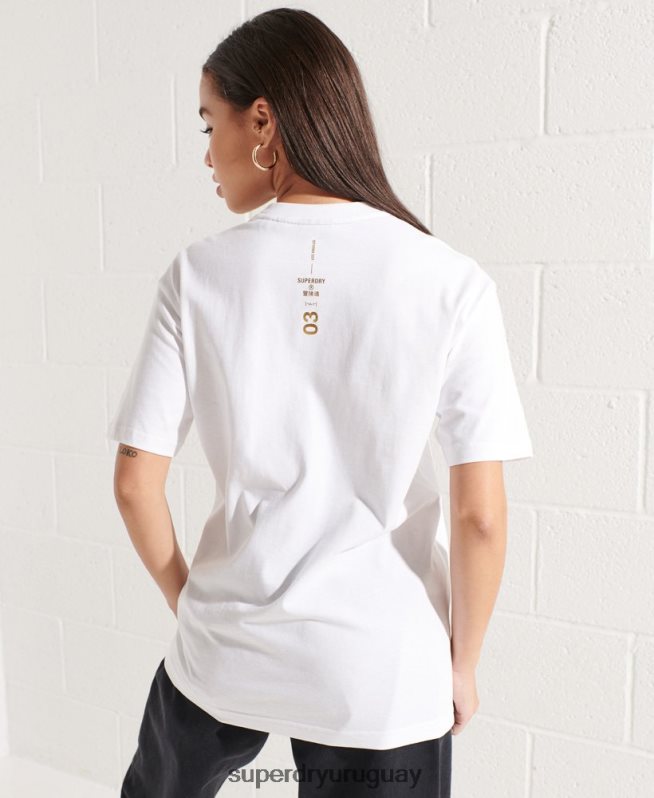 uy Superdry mujer camiseta con logo estampado blanco DT2N8Z6286 ropa