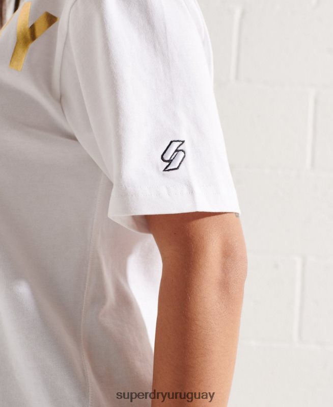 uy Superdry mujer camiseta con logo estampado blanco DT2N8Z6286 ropa