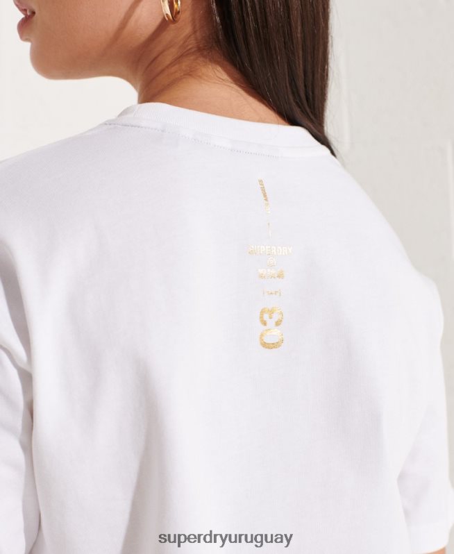 uy Superdry mujer camiseta con logo estampado blanco DT2N8Z6286 ropa